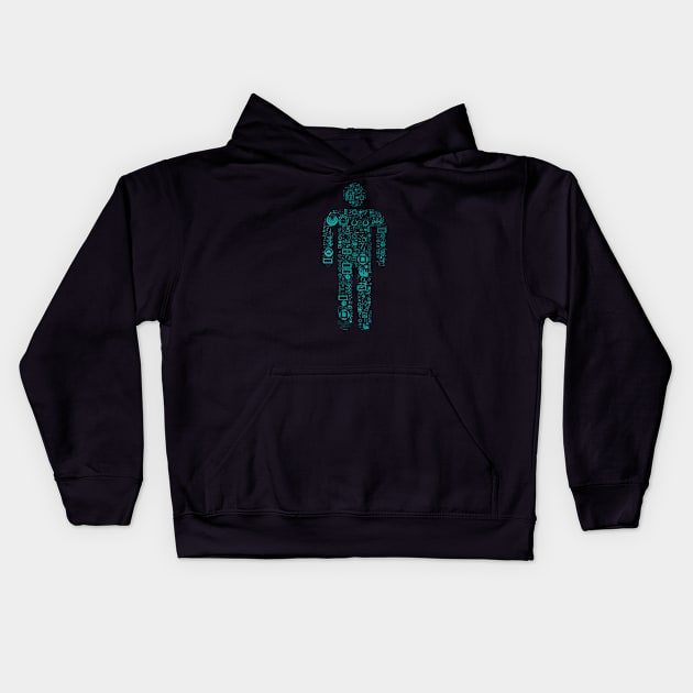 Metal Man Word Cloud (4) Kids Hoodie by The Glass Pixel